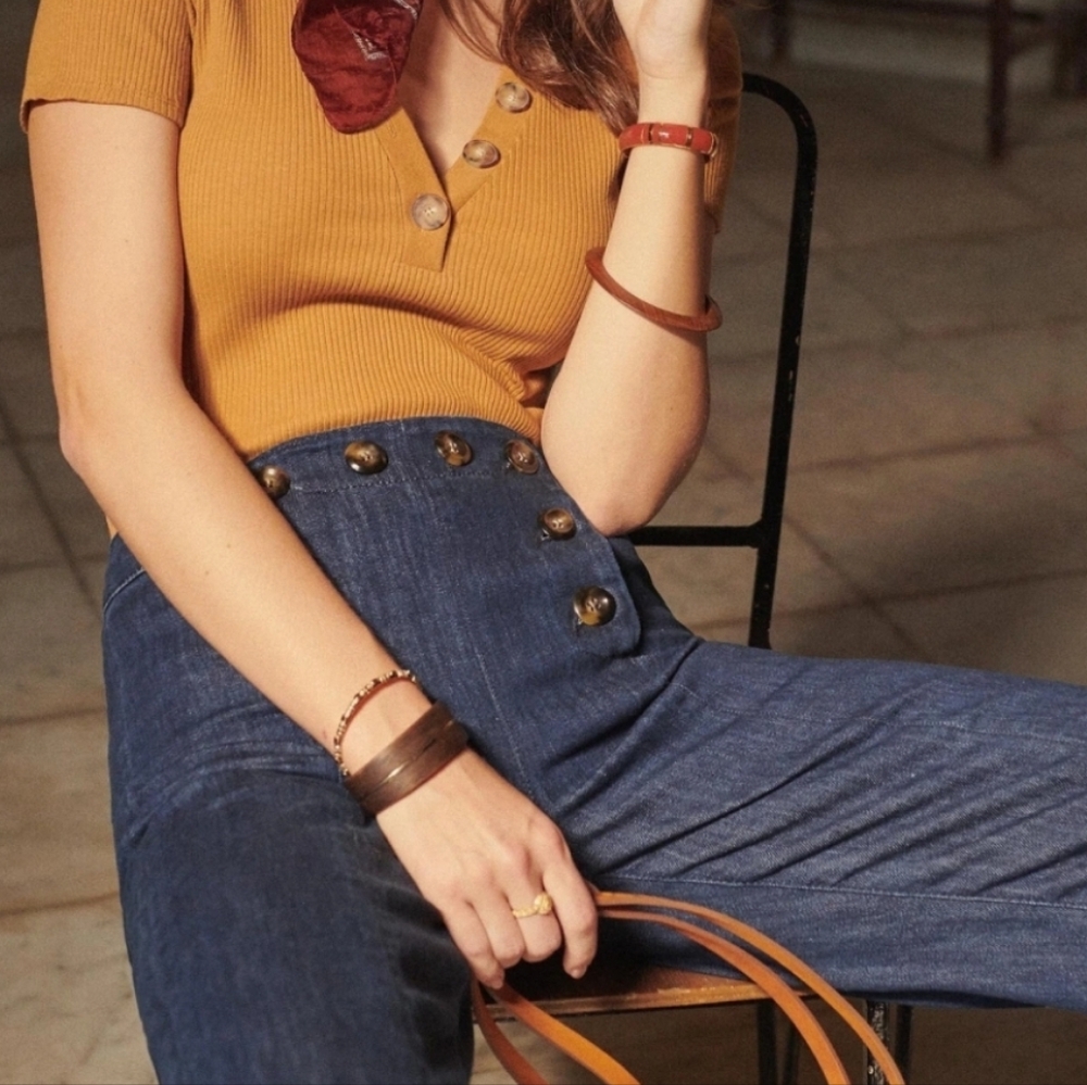 Sezane Denim Trousers - Picture 2 of 6